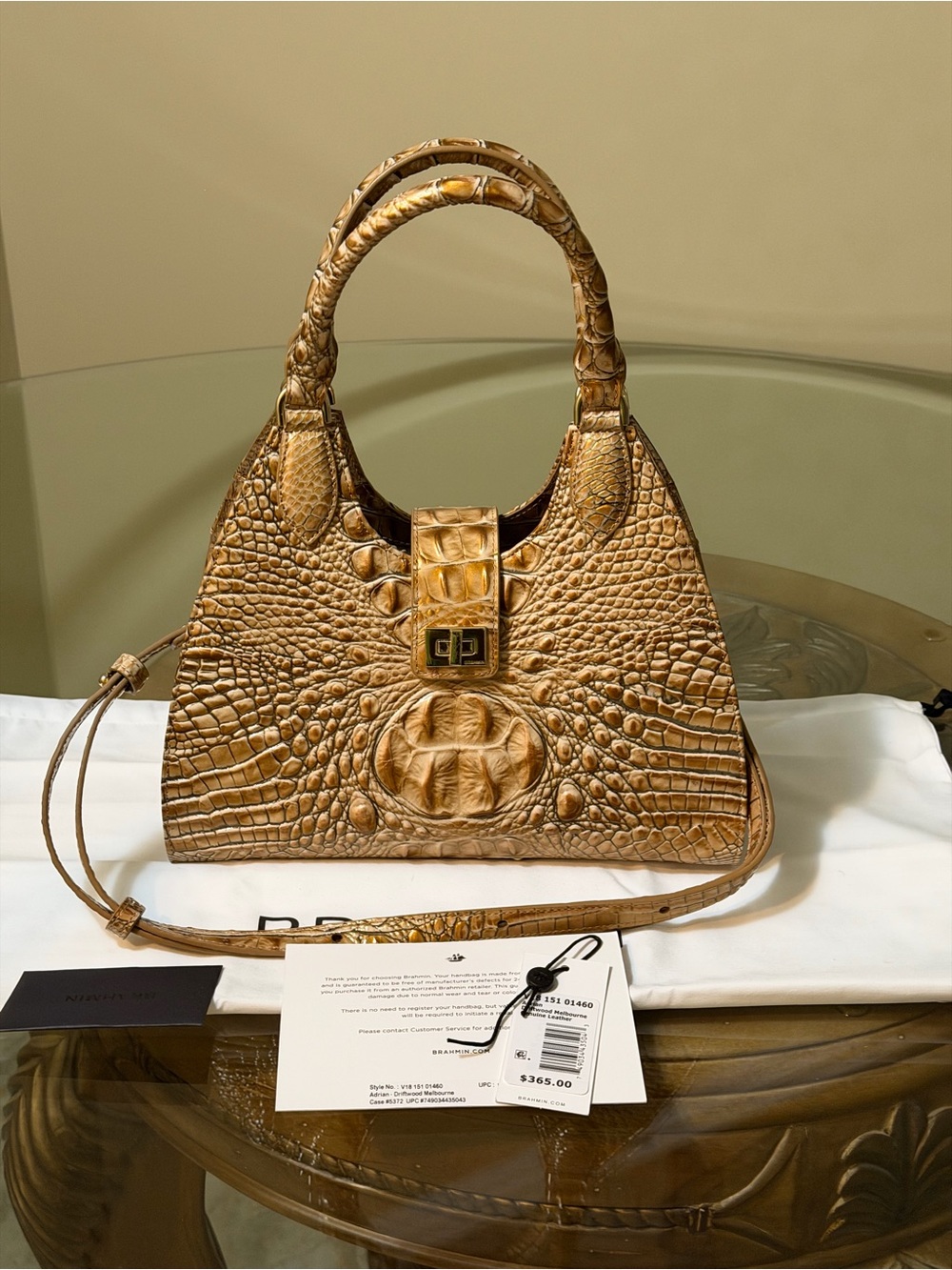 Brahmin Adrian Driftwood Satchel in Cognac